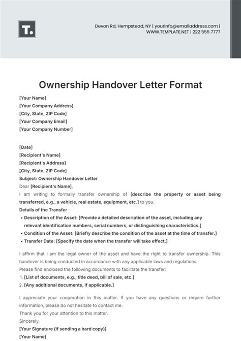 Full Download Document Handover Letter Format 