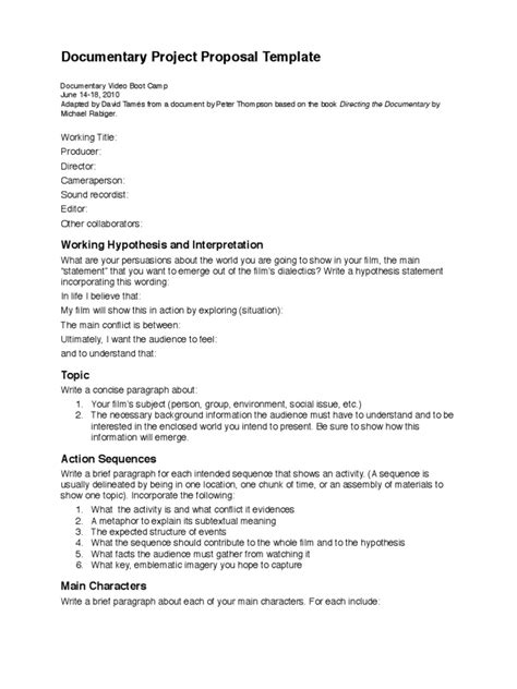 Documentary Film Proposal Template