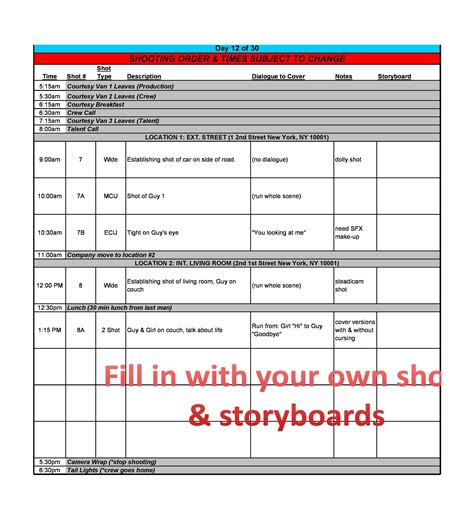 Download Documentary Film Schedule Template 
