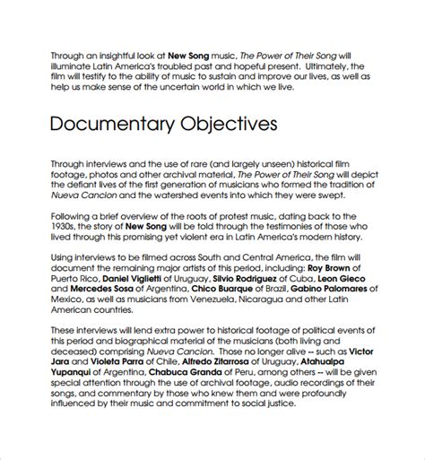 Read Online Documentary Proposal Template Sample 