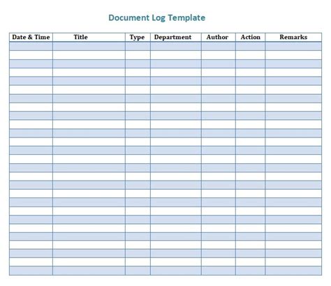 Read Online Documentation Log Template 