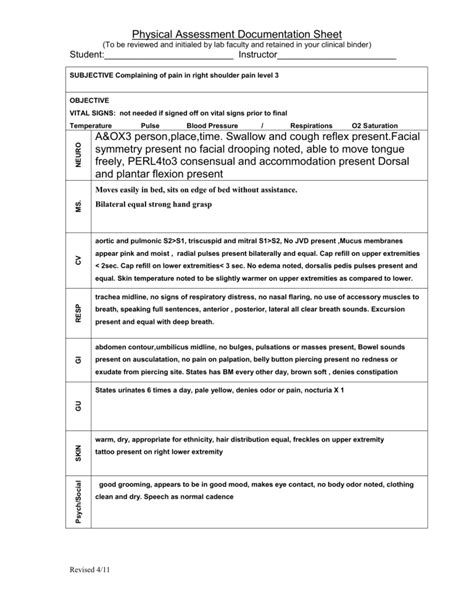 Download Documentation Of Physical Assessment 