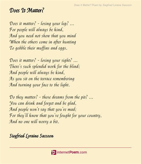 Does It Matter Sassoon