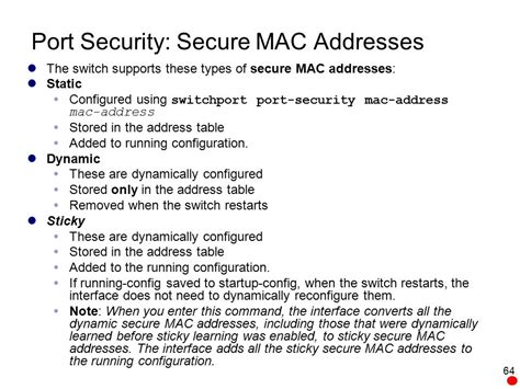 does port security dynamically learn mac addresses without sticky