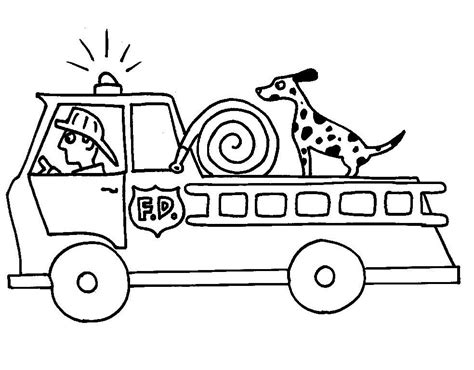 Dog On The Fire Truck Coloring Page Coloringall Fire Dog Coloring Pages - Fire Dog Coloring Pages