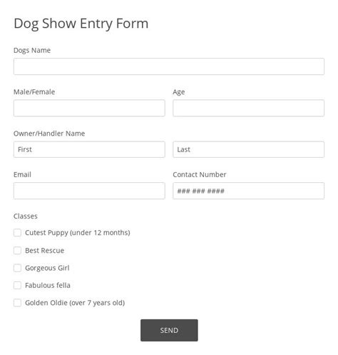Dog Show Entry Form Template Australia