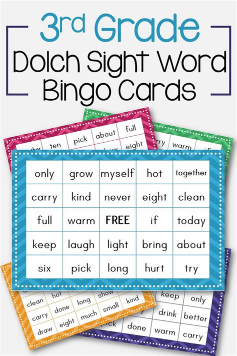 Dolch 3rd Grade Sight Words Bingo Cards Dolch List 4th Grade - Dolch List 4th Grade