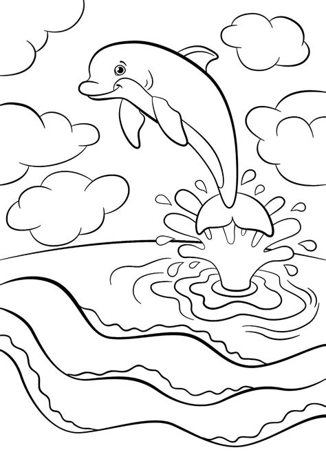Dolphin Coloring Pages Printable Free Kids Drawing Hub Cute Dolphin Coloring Pages - Cute Dolphin Coloring Pages