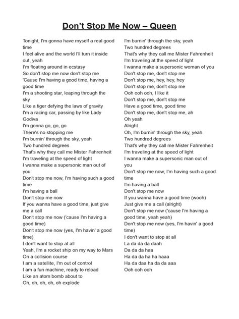Don't Stop Me Lyrics