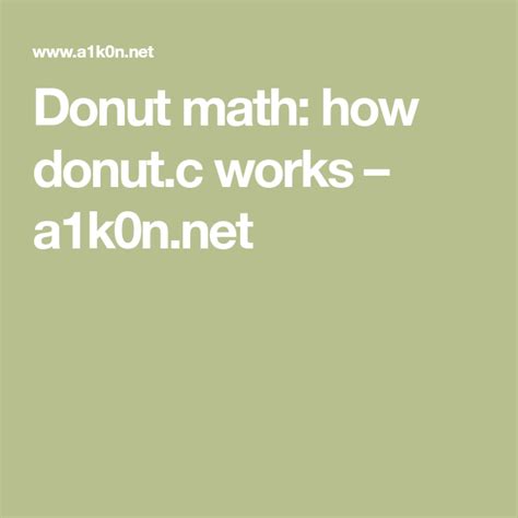 Donut C Without A Math Library A1k0n Net Donut Math - Donut Math