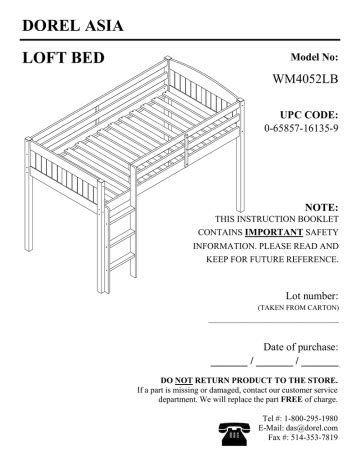 Download Dorel Bed User Guide 