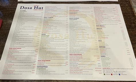 Dosa Hut Menu