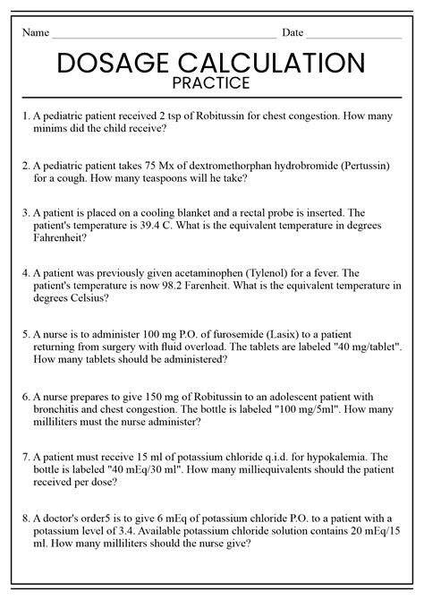 Dosage Calculations Practice