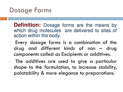 Dosage Form Definition