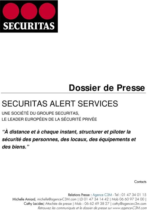 Read Dossier De Presse Securitas France 