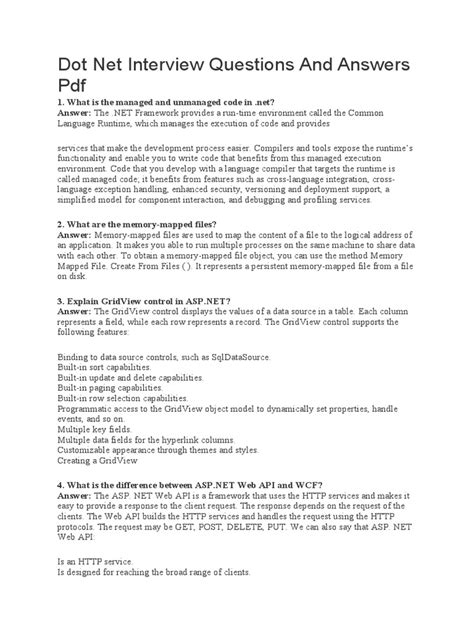 Dot Net Interview Questions And Answers For Experienced