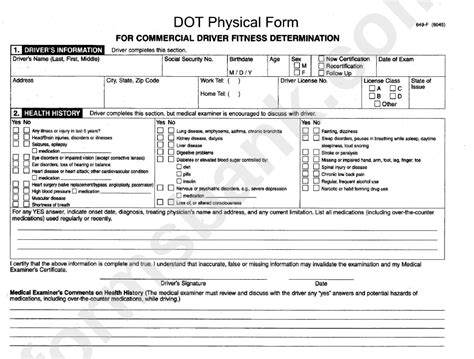 Dot Physical Form 2022