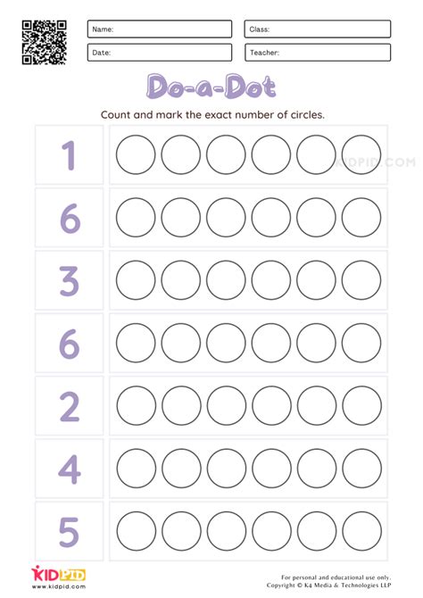 Dot The Number Worksheets Counting Dots On Numbers - Counting Dots On Numbers