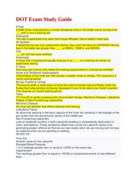 Read Online Dot Exam Study Guide 