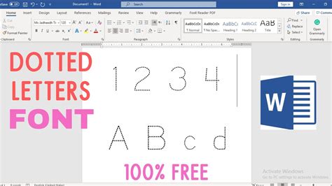 dotted font microsoft word