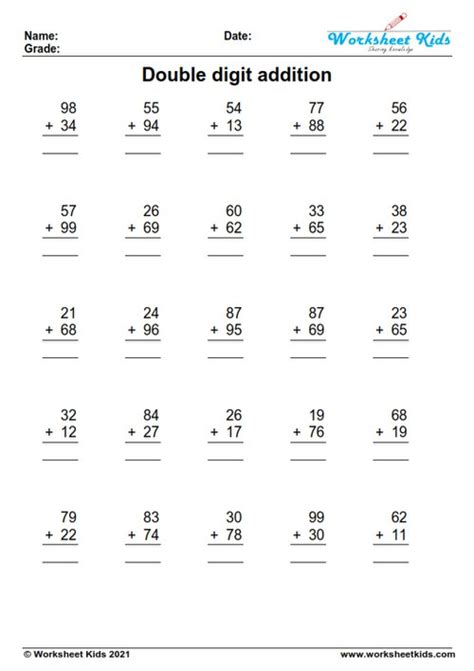 Double Digit Addition With Regrouping 2nd Grade Math Math Worksheets Double Digit Addition - Math Worksheets Double Digit Addition