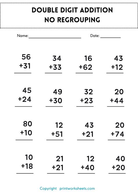 double digit addition without regrouping powerpoint
