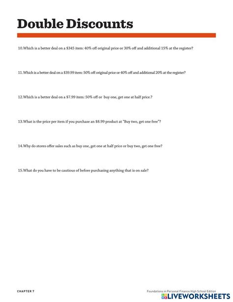 Double Discounts Answer Key Dave Ramsey