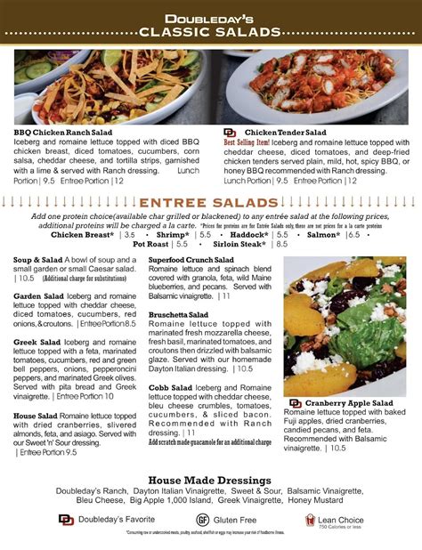 Doubleday's Centerville Menu