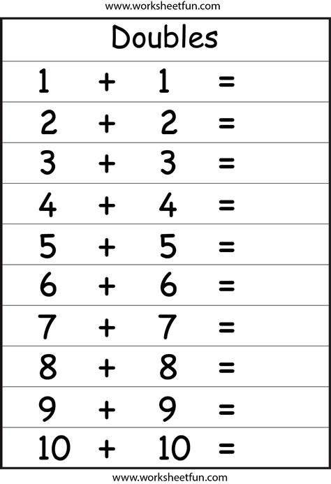 Doubles Plus One Worksheet Addition Doubles Worksheet - Addition Doubles Worksheet