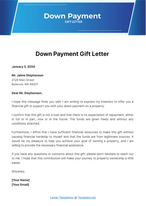 Down Payment Letter Sample