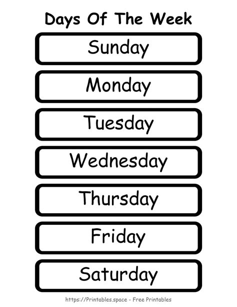 Download Days Of The Week Simple Printable Chart Days Of The Week Chart Printable - Days Of The Week Chart Printable