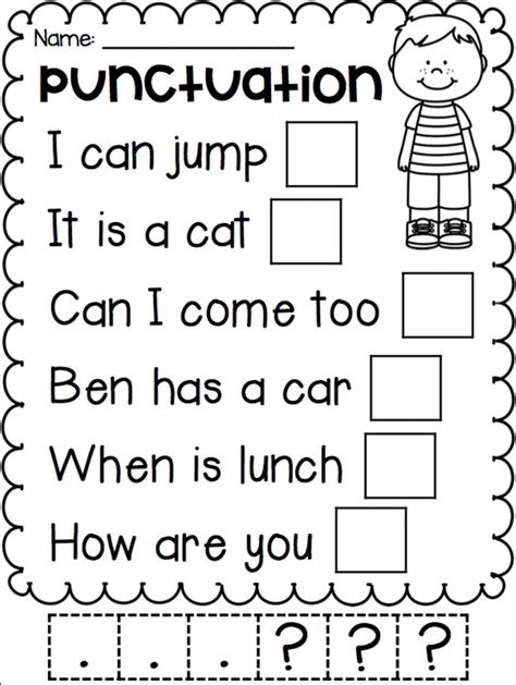 Download Printable Punctuation Worksheets For Kindergarten Easy Puncyuation Worksheet For Kindergarten - Easy Puncyuation Worksheet For Kindergarten