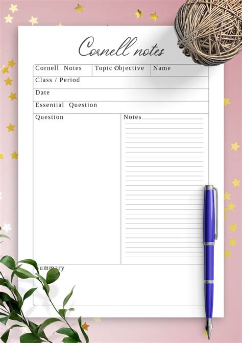 Download Printable Simple Cornell Note Taking Worksheet Pdf Note Taking Worksheet - Note-taking Worksheet
