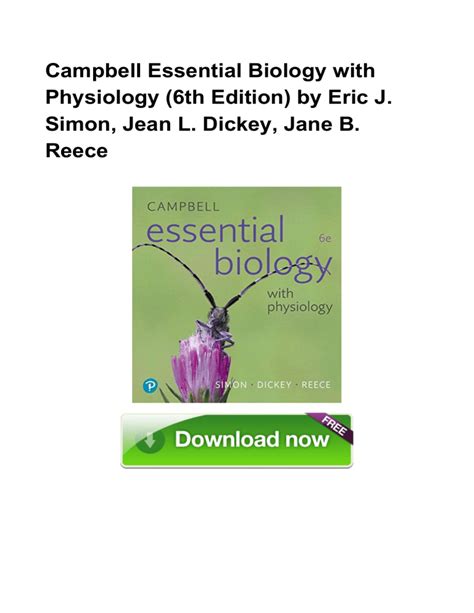 Read Online Download Campbell Essential Biology With Physiology 3Rd Edition Pdf 