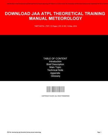 Read Download Jaa Atpl Theoretical Training Manual Meteorology File Type Pdf 