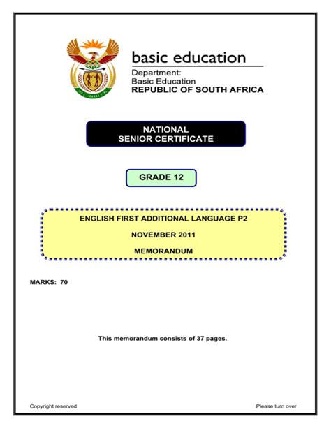 Full Download Download Memorandum English Fal Literature Paper 2 Grade 12 2011 