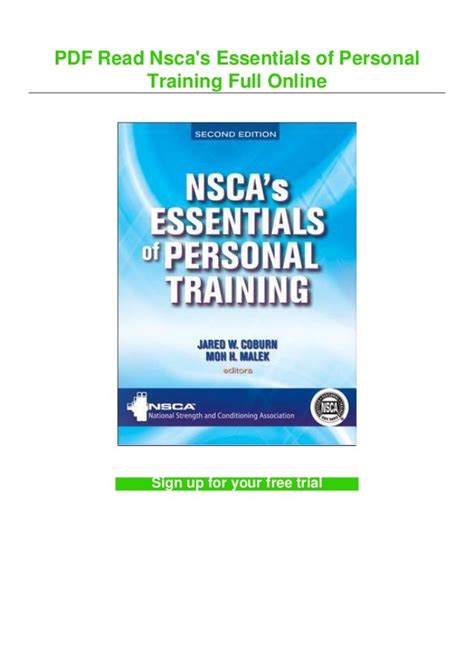 Read Online Download Nscas Essentials Of Personal Training 2Nd Edition Pdf 