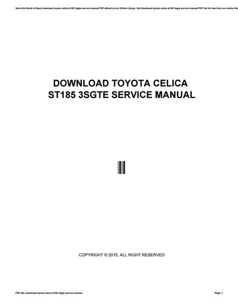 Full Download Download Toyota Celica St185 3Sgte Service Manual 
