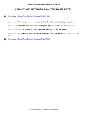 Read Online Download U A Patel Of Network Analysis In 
