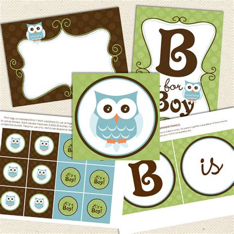 Downloadable Owl Baby Boy Shower Decorations