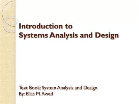 Full Download Downloads System Analysis And Design By Elias M Awad Ppt 