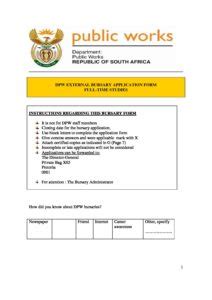 dpw bursaries for 2015