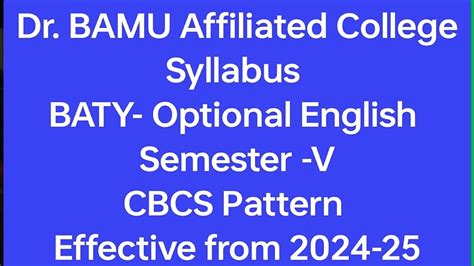 Dr Bamu Syllabus