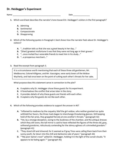 Dr Heideggers Experiment Analysis