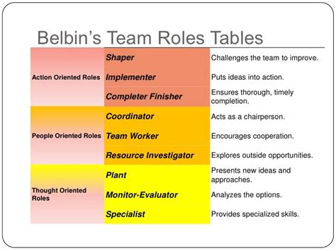dr meredith belbins table on role meaning