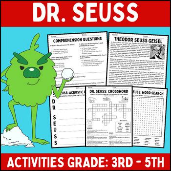 Dr Seuss Reading Question Activities Puzzles Grade 3rd Dr Seuss Activities For 5th Grade - Dr.seuss Activities For 5th Grade