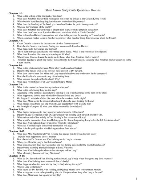 Full Download Dracula Study Guide Question Answers 