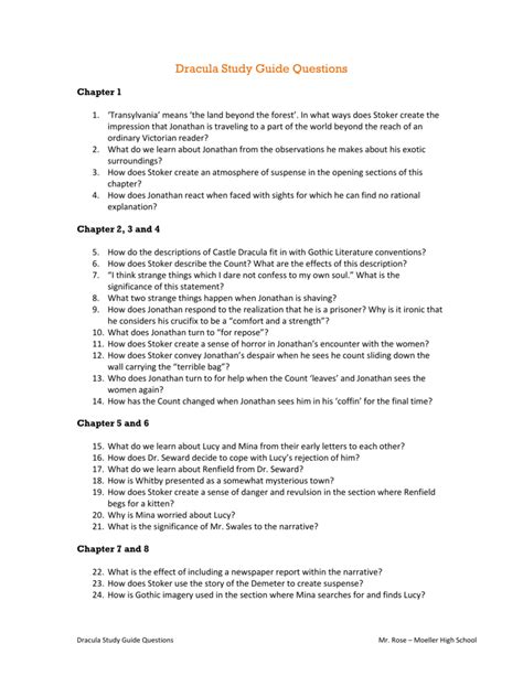 Full Download Dracula Study Guide Questions 