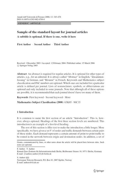 draft Submitting to arXiv with Springer style TeX LaTeX Stack