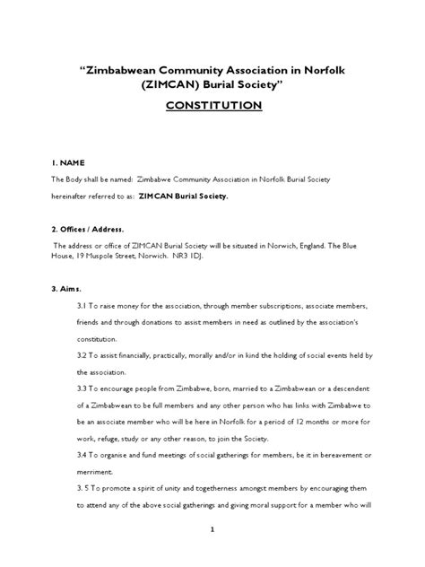 Draft Constitution Burial Society